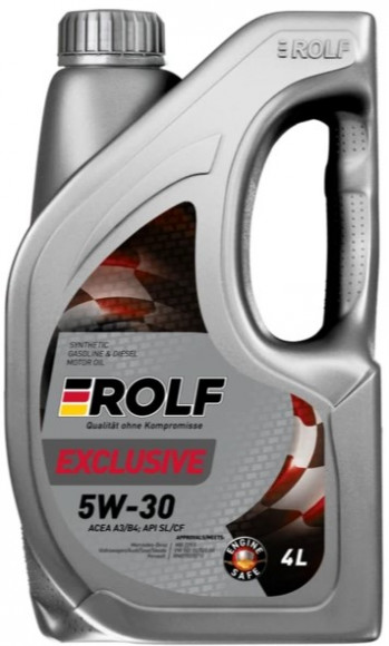 Масло мотор. ROLF Exclusive SAE 5W30 A3/B4 API SL/CF 4л. пластик (1*4шт) Масло мотор. ROLF Exclusive SAE 5W30 A3/B4 API SL/CF 4л. пластик (1*4шт)