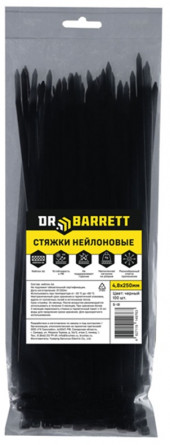 Стяжки нейлоновые DR.BARRETT, черный 4.8x250мм