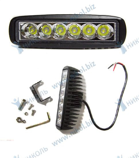 Фара пр-тум универс 6 диодов, 18W, направл.свет, аллюм.корпус (влагопылезащищ), 12V Фара пр-тум универс 6 диодов, 18W, направл.свет, аллюм.корпус (влагопылезащищ), 12V