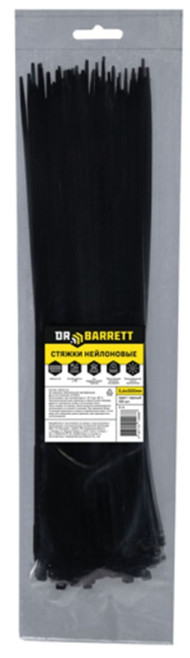 Стяжки нейлоновые DR.BARRETT, черный 3.6x300мм Стяжки нейлоновые DR.BARRETT, черный 3.6x300мм