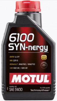 Масло мотор.  5W30 MOTUL 6100 SYN-NERGY SL A3/B4 пластик (1 л.) 1*12 шт. (Вьетнам)