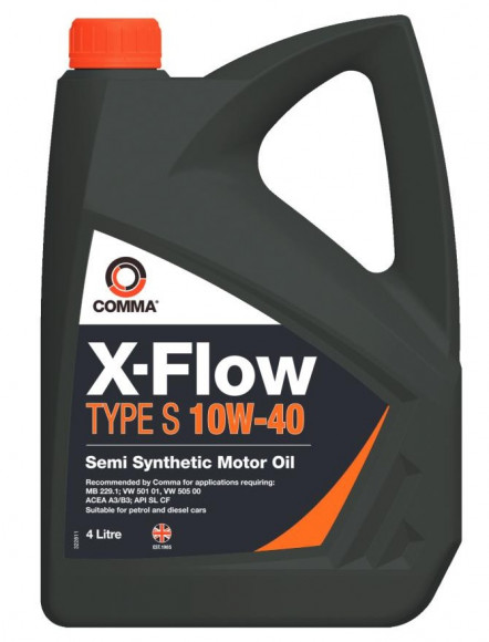 Масло мотор. 10W40 COMMA X-FLOW TYPE S SL/CF A3/B3 пластик (4 л.) 1*4 шт.