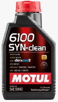 Масло мотор. MOTUL  5W40 6100 SYN-CLEAN (1л) 1*12 шт.
