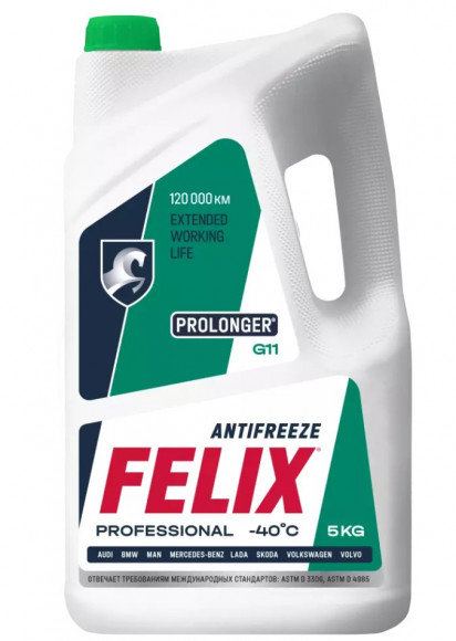 Антифриз FELIX PROLONGER, G11  зелен в п/э кан.5кг (4шт)