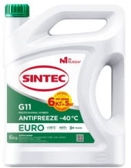 АКЦИЯ Антифриз A-40 Sintec Euro G11 (зеленый) (6 кг) Акция 6кг по цене 5кг 1*3шт АКЦИЯ Антифриз A-40 Sintec Euro G11 (зеленый) (6 кг) Акция 6кг по цене 5кг 1*3шт