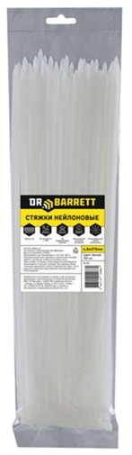 Стяжки нейлоновые DR.BARRETT белый, 4.8x370 мм S-23