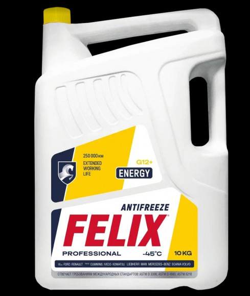 Антифриз FELIX ENERGY, G12+, желтый в п/э кан.10кг (2шт)