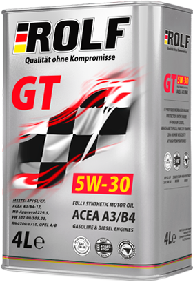 Масло мотор. ROLF GT A3/B4 SAE 5W30 ACEA A3/B4 (АКЦИЯ 4+1л) (4 л) 1*3шт Масло мотор. ROLF GT A3/B4 SAE 5W30 ACEA A3/B4 (АКЦИЯ 4+1л) (4 л) 1*3шт