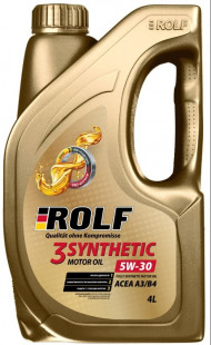 Масло мотор. ROLF 3-SYNTHETIC SAE 5W30 ACEA A3/B4 пластик 4л (1*4шт) Масло мотор. ROLF 3-SYNTHETIC SAE 5W30 ACEA A3/B4 пластик 4л (1*4шт)