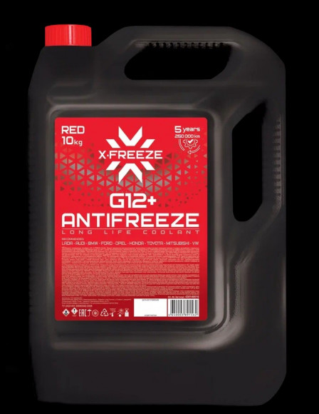 Антифриз X-FREEZE Red G12+, FELIX в п/э кан. 10 кг (2шт)
