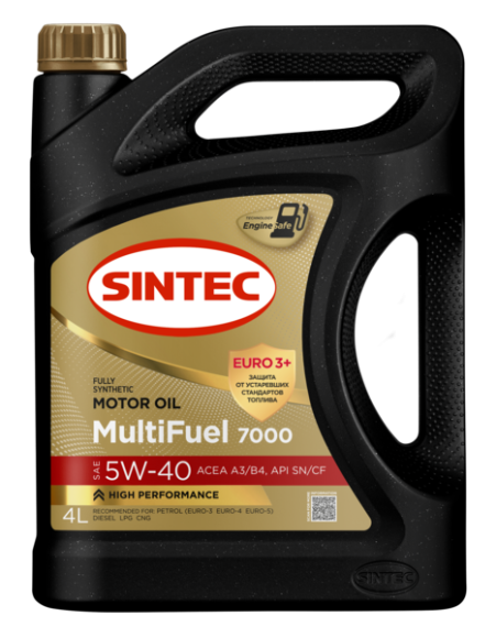 Масло мотор. 5W40 SINTEC MULTI FUEL 7000 A3/B4 SN/CF (4л) 1*4шт Масло мотор. 5W40 SINTEC MULTI FUEL 7000 A3/B4 SN/CF (4л) 1*4шт
