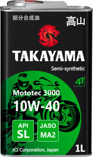 Масло моторное TAKAYAMA Mototec 3000 4T SAE 10W-40 API SL JASO MA-2 (1л) 1*12шт