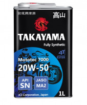 Масло моторное TAKAYAMA Mototec 7000 4T SAE 20W-50 API SN JASO MA-2 (1л) 1*12шт