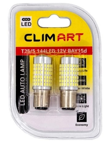 Лампа автомобильная светодиодная Clim Art T25/5 144LED 12V BAY15d (P21/5W)/к-т 2 шт.